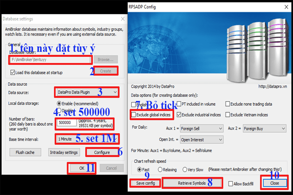 Hướng dẫn cách cài đặt datapro.vn cho Amibroker miễn phí 9 add dữ liệu INTRADAY của datapro cho Amibroker