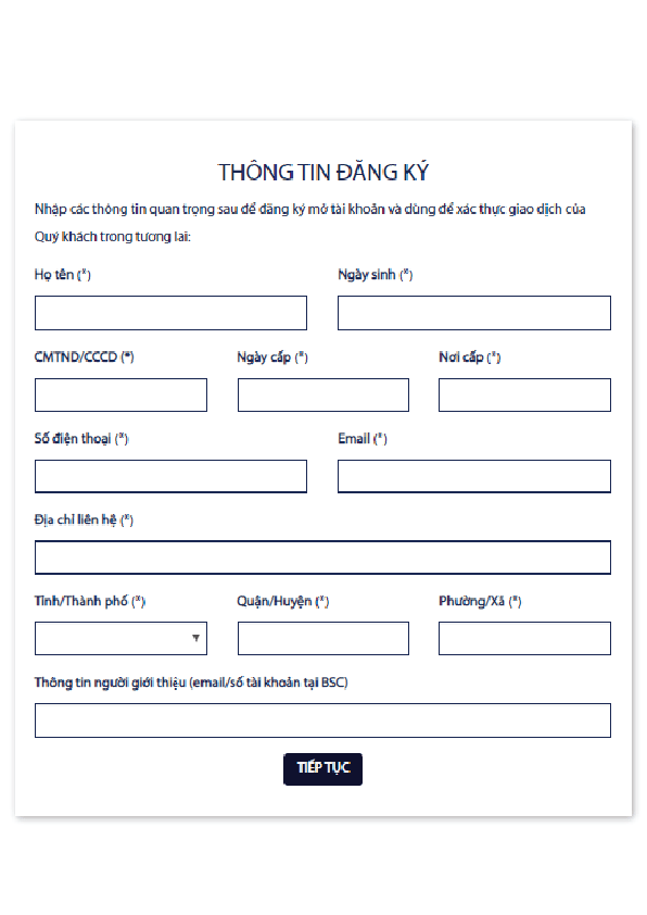 Hướng dẫn cách mở tài khoản chứng khoán Online miễn phí 9 Đăng ký mở tài khoản chứng khoán Online của BSC