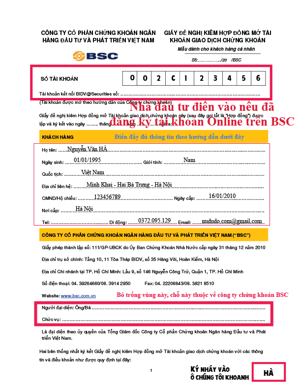 Hướng dẫn cách mở tài khoản chứng khoán Online miễn phí 10 Hướng dẫn mở tài khoản chứng khoán Online BSC miễn phí