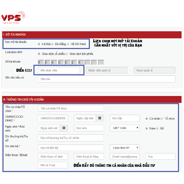 Hướng dẫn cách mở tài khoản chứng khoán Online miễn phí 12 Hướng dẫn cách mở tài khoản chứng khoán Online VPS điền thông tin trang 1