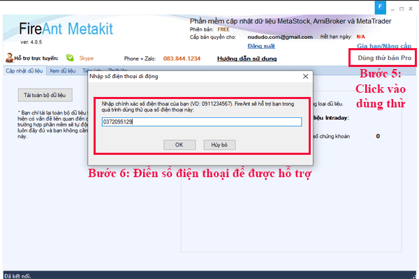Đăng ký dùng thử bản pro của metakit