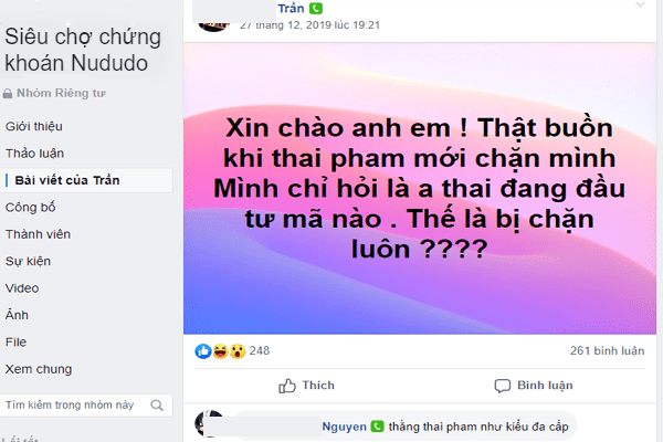 Khách hàng bị Văn Thái Phạm chứng khoán chặn khi hỏi đầu tư mã nào
