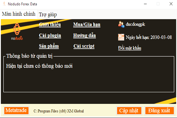 Phần mềm cập nhật dữ liệu Forex cho Amibroker NFD 2 Giao diện của phần mềm cập nhật dữ liệu Forex cho Amibroker