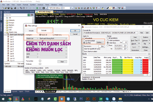 Hướng dẫn lọc cổ phiếu bằng Amibroker theo 2 cách 9 Hướng dẫn lọc cổ phiếu bằng Amibroker theo cách lọc loại bỏ cổ phiếu